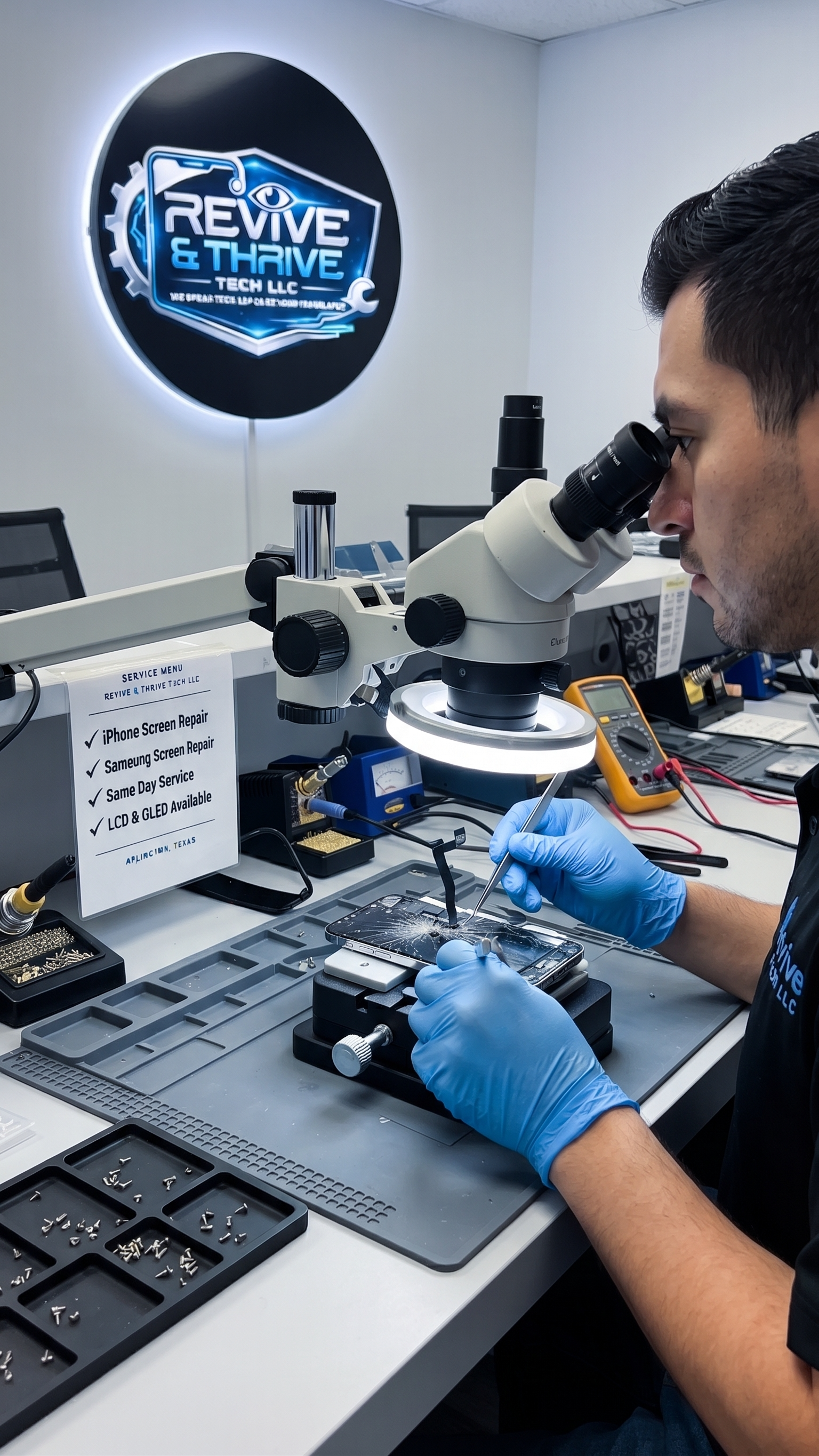 Technician performing a device repair