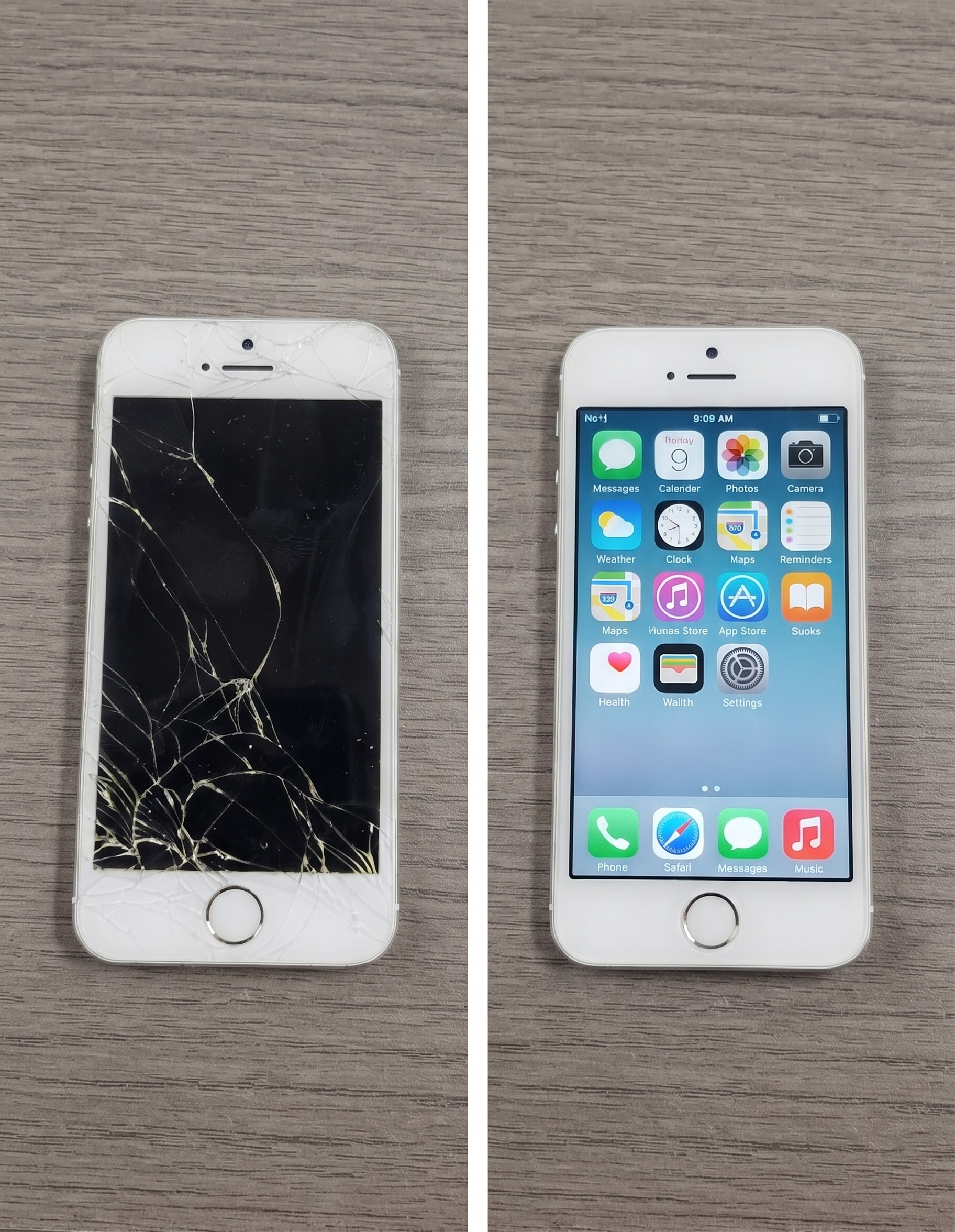 Device screen before professional repair